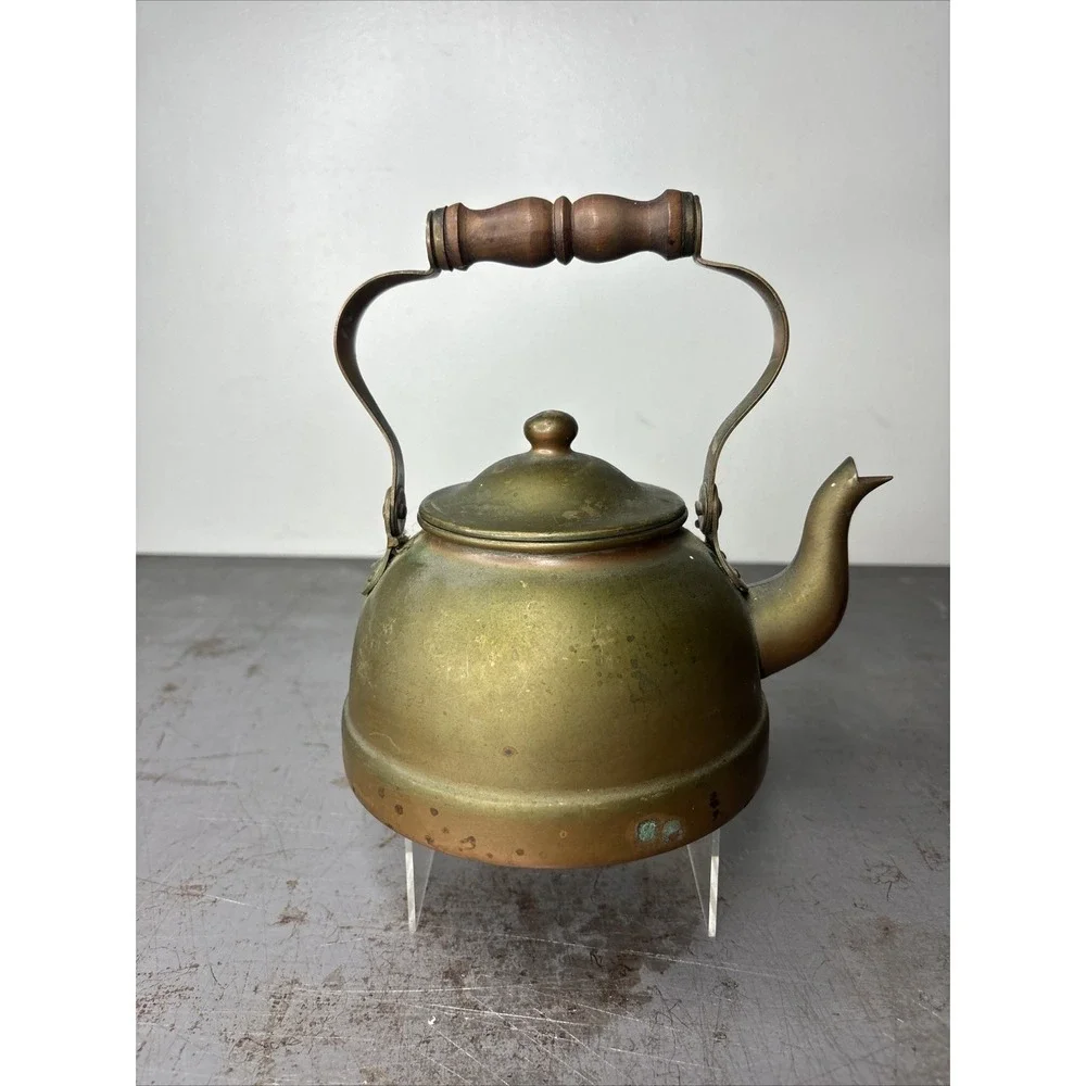 VTG Heritage Tagus Copper Brass Tea Pot Kettle R-51 Wood Handle Portugal Patina - Picture 8 of 12